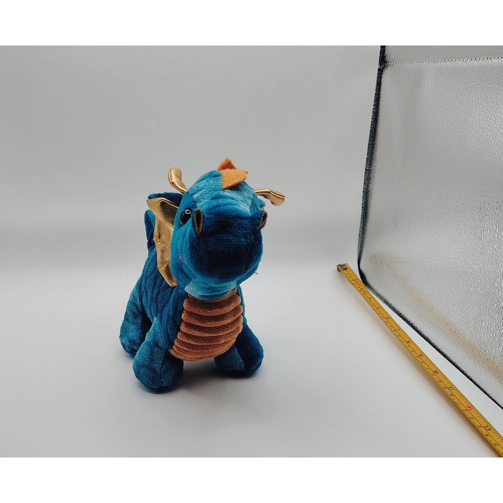 Walmart Dragon Plush Blue & Gold Stuffed Animal Small 7”
